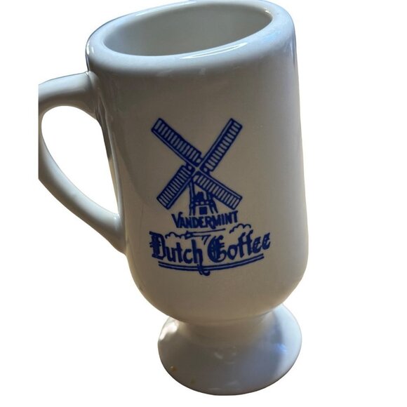Vintage Vandermint Dutch Coffee Mug White w/ Blue Graphics Windmill Sku 2589 - Picture 2 of 6
